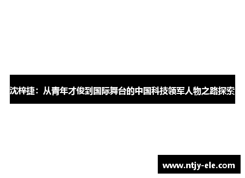 沈梓捷：从青年才俊到国际舞台的中国科技领军人物之路探索